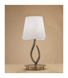 Ninette Table Lamp 1 Light E14 Small Antique Brass With Ivory White Shade-2