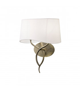 Ninette Wall Lamp Switched 2 Light E14 Antique Brass With Ivory White Shade-1