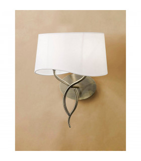 Ninette Wall Lamp Switched 2 Light E14 Antique Brass With Ivory White Shade-2