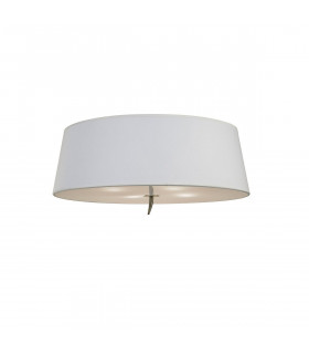 Ninette Flush Ceiling 4 Light E27 Antique Brass With Ivory White Shade-1