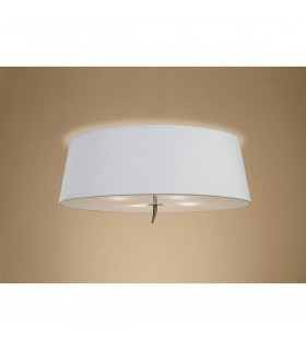 Ninette Flush Ceiling 4 Light E27 Antique Brass With Ivory White Shade-2