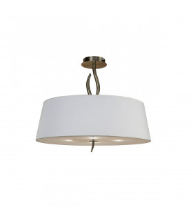 Ninette Semi Flush 4 Light E27 Antique Brass With Ivory White Shade-1