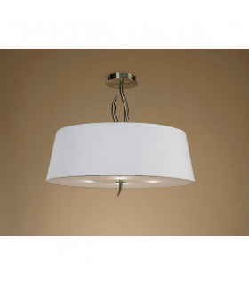 Ninette Semi Flush 4 Light E27 Antique Brass With Ivory White Shade-2