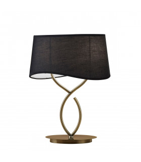 Ninette Table Lamp 2 Light E14 Large Antique Brass With Black Shade-1