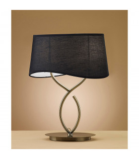 Ninette Table Lamp 2 Light E14 Large Antique Brass With Black Shade-2