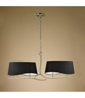 Ninette Linear Pendant 2 Arm 4 Light E14 With Black Shades Antique Brass-2