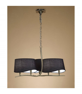 Ninette Pendant 3 Arm 6 Light E14 With Black Shades Antique Brass-2