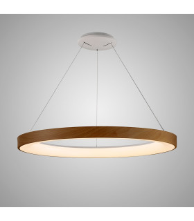 Niseko Ring Pendant 90cm 66W LED, 3000K-6000K Tuneable, 5440lm, Remote Control, Wood, 3yrs Warranty