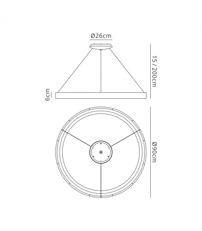 Niseko Ring Pendant 90cm 66W LED, 3000K-6000K Tuneable, 4200lm, Remote Control, Gold, 3yrs Warranty