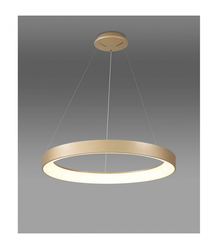 Niseko Ring Pendant 65cm 50W LED, 3000K-6000K Tuneable, 3500lm, Remote Control, Gold, 3yrs Warranty