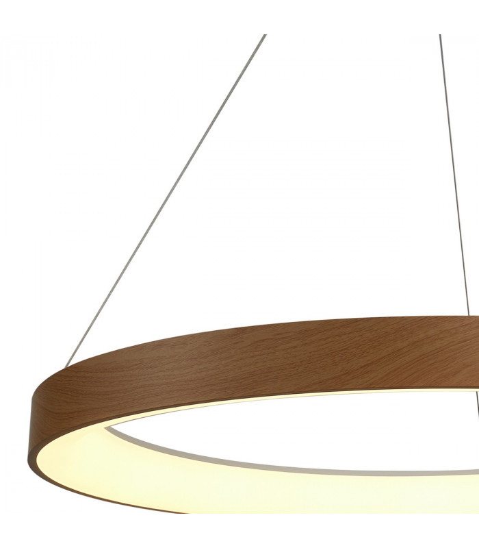 Niseko Ring Pendant 65cm 50W LED, 3000K-6000K Tuneable, 3760lm, Remote Control, Wood, 3yrs Warranty