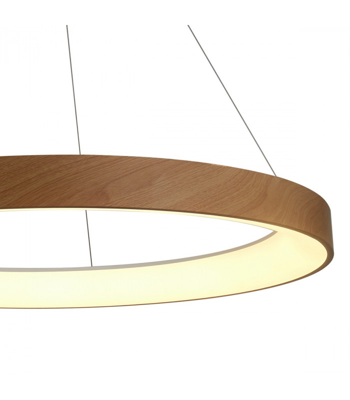 Niseko Ring Pendant 65cm 50W LED, 3000K-6000K Tuneable, 3760lm, Remote Control, Wood, 3yrs Warranty