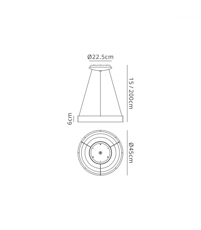 Niseko Ring Pendant 45cm 30W LED, 3000K-6000K Tuneable, 2100lm, Remote Control, Black, 3yrs Warranty