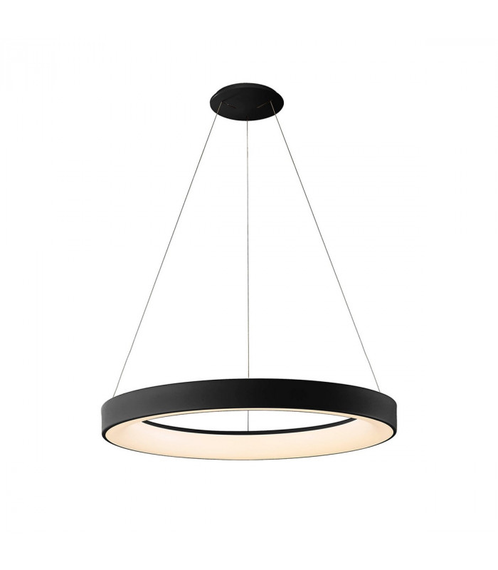 Niseko Ring Pendant 65cm 50W LED, 3000K-6000K Tuneable, 3500lm, Remote Control, Black, 3yrs Warranty