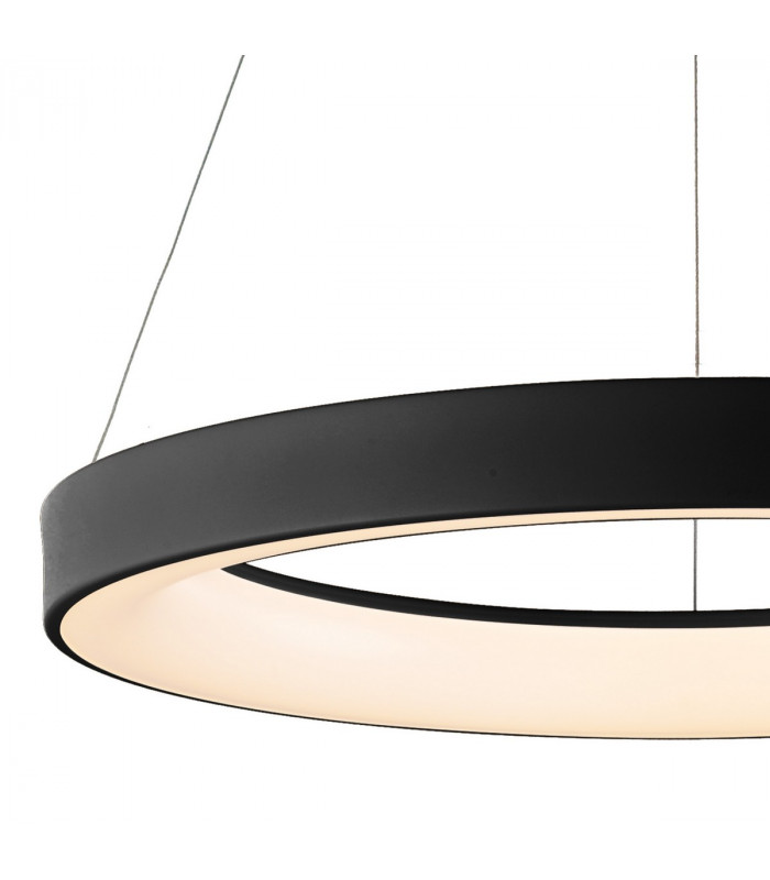 Niseko Ring Pendant 65cm 50W LED, 3000K-6000K Tuneable, 3500lm, Remote Control, Black, 3yrs Warranty