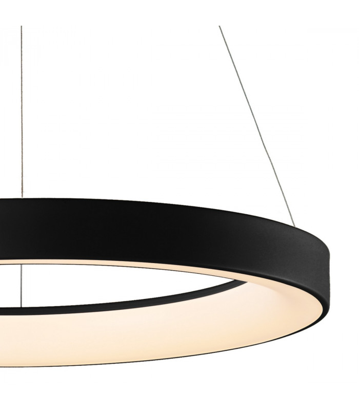 Niseko Ring Pendant 65cm 50W LED, 3000K-6000K Tuneable, 3500lm, Remote Control, Black, 3yrs Warranty