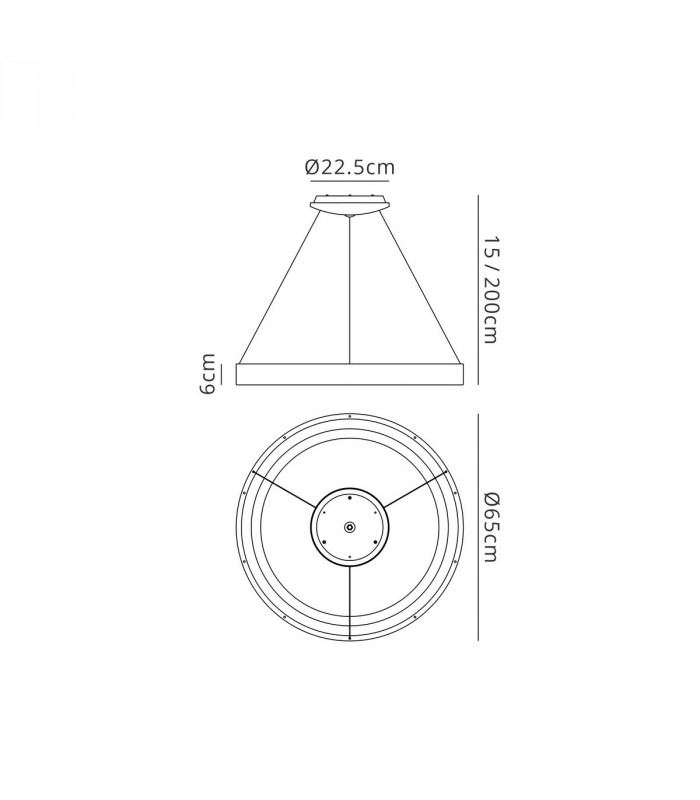 Niseko Ring Pendant 65cm 50W LED, 3000K-6000K Tuneable, 3500lm, Remote Control, Black, 3yrs Warranty