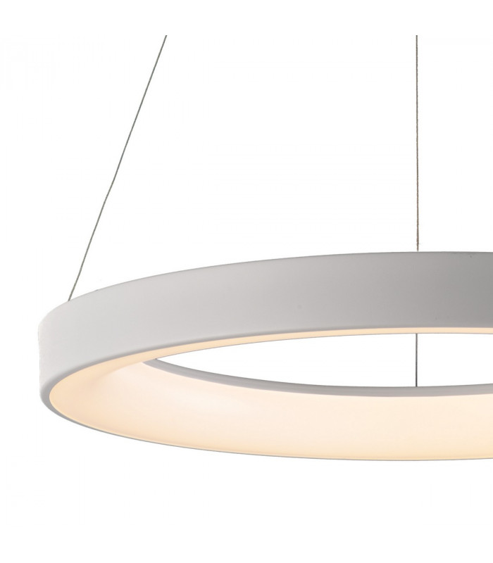 Niseko Ring Pendant 65cm 50W LED, 3000K-6000K Tuneable, 3500lm, Remote Control, White, 3yrs Warranty
