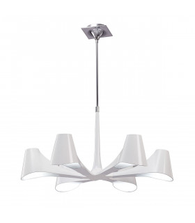 Ora Telescopic Convertible To Semi Flush 6 Light E27 Gloss White/White Acrylic/Polished Chrome CFL Lamps INCLUDED-1