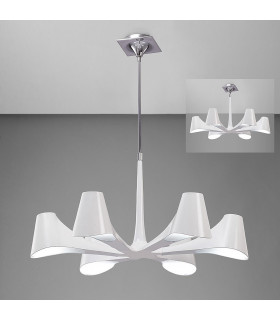 Ora Telescopic Convertible To Semi Flush 6 Light E27 Gloss White/White Acrylic/Polished Chrome CFL Lamps INCLUDED-2