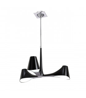 Ora Telescopic Convertible To Semi Flush 3 Light E27 Gloss Black/White Acrylic/Polished Chrome CFL Lamps INCLUDED-1