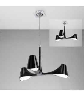 Ora Telescopic Convertible To Semi Flush 3 Light E27 Gloss Black/White Acrylic/Polished Chrome CFL Lamps INCLUDED-2