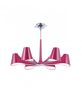 Ora Telescopic Convertible To Semi Flush 6 Light E27 Gloss Purple/White Acrylic/Polished Chrome CFL Lamps INCLUDED-1
