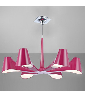 Ora Telescopic Convertible To Semi Flush 6 Light E27 Gloss Purple/White Acrylic/Polished Chrome CFL Lamps INCLUDED-2