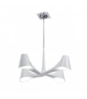 Ora Telescopic Convertible To Semi Flush 4 Light E27 Gloss White/White Acrylic/Polished Chrome CFL Lamps INCLUDED-1