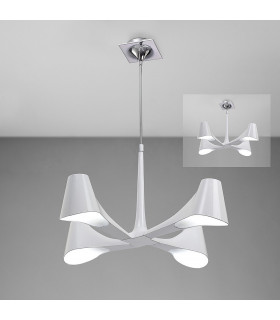 Ora Telescopic Convertible To Semi Flush 4 Light E27 Gloss White/White Acrylic/Polished Chrome CFL Lamps INCLUDED-2