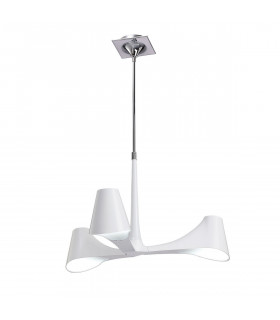 Ora Telescopic Convertible To Semi Flush 3 Light E27 Gloss White/White Acrylic/Polished Chrome CFL Lamps INCLUDED-1