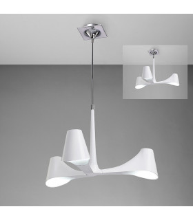Ora Telescopic Convertible To Semi Flush 3 Light E27 Gloss White/White Acrylic/Polished Chrome CFL Lamps INCLUDED-2