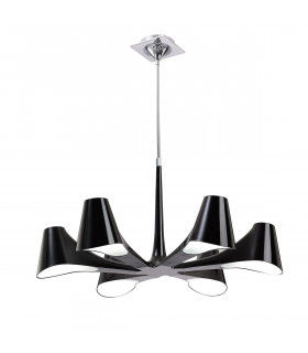 Ora Telescopic Convertible To Semi Flush 6 Light E27 Gloss Black/White Acrylic/Polished Chrome CFL Lamps INCLUDED-1