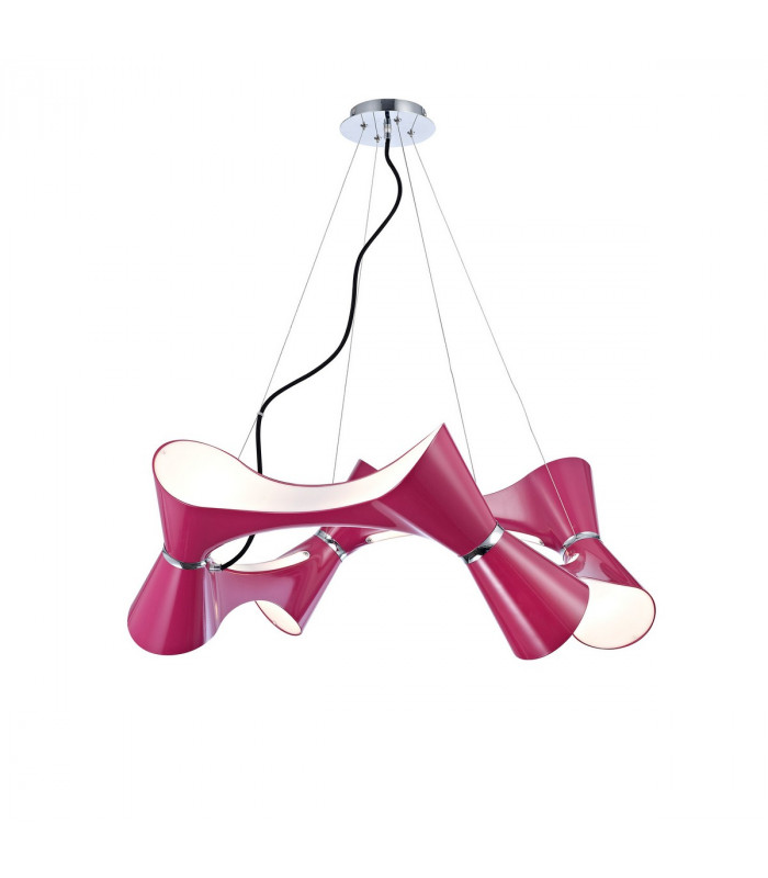 Ora Pendant 8 Twisted Round Light E27 Gloss Purple/White Acrylic/Polished Chrome CFL Lamps INCLUDED-1