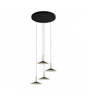 Orion 4 Light Round Pendant 32W LED 3000K 2360lm Black/Antique Brass 3yrs Warranty-1