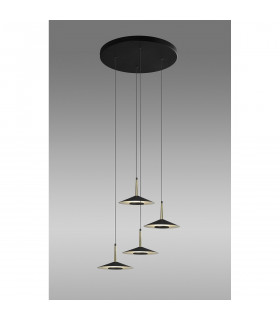 Orion 4 Light Round Pendant 32W LED 3000K 2360lm Black/Antique Brass 3yrs Warranty-2