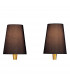 Paola Wall Lamp 2 Light E14 Gold Painted With Black Shades & Amber Glass Droplets-7