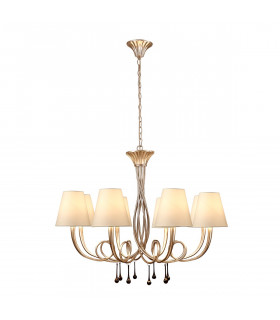 Paola Pendant 95cm Round 8 x E14 (Max 40W) Silver Painting Cream Shades-1
