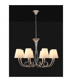 Paola Pendant 95cm Round 8 x E14 (Max 40W) Silver Painting Cream Shades-2