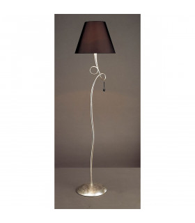 Paola Floor Lamp 1 Light E27 Silver Painted With Black Shade & Black Glass Droplets-2