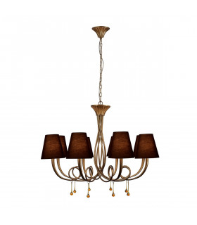 Paola Pendant 95cm Round 8 x E14 (Max 40W) Gold Painting Black Shades-1