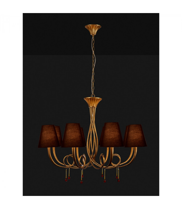 Paola Pendant 95cm Round 8 x E14 (Max 40W) Gold Painting Black Shades-2