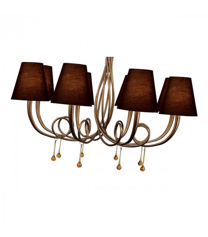 Paola Pendant 95cm Round 8 x E14 (Max 40W) Gold Painting Black Shades-5