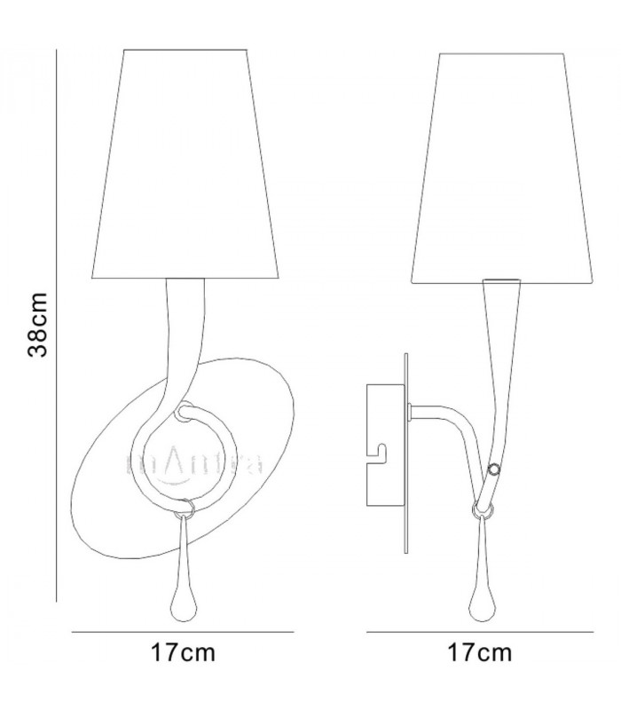 Paola Wall Lamp 1 Light E14 Gold Painted With Cream Shade & Amber Glass Droplets-9