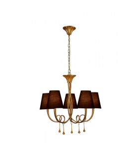 Paola Pendant 70cm Round 5 x E14 (Max 40W) Gold Painting Black Shades-1