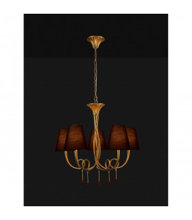 Paola Pendant 70cm Round 5 x E14 (Max 40W) Gold Painting Black Shades-2