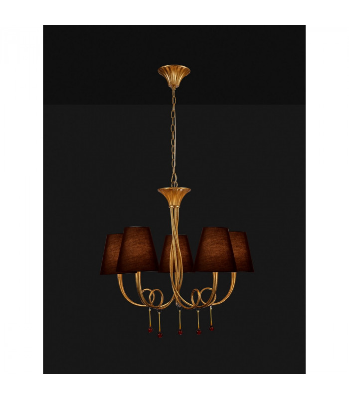 Paola Pendant 70cm Round 5 x E14 (Max 40W) Gold Painting Black Shades-2