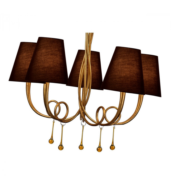 Paola Pendant 70cm Round 5 x E14 (Max 40W) Gold Painting Black Shades-5