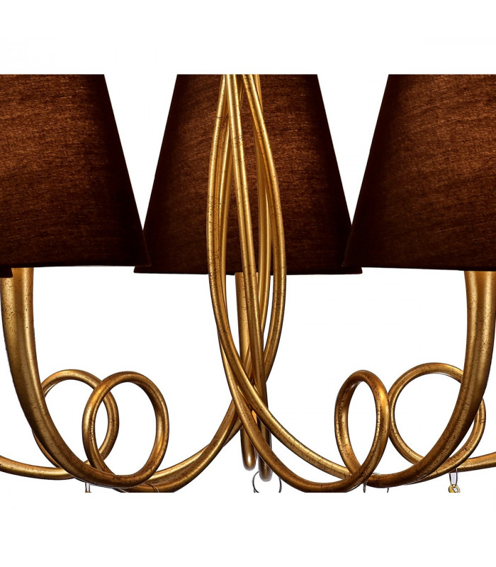 Paola Pendant 70cm Round 5 x E14 (Max 40W) Gold Painting Black Shades-7