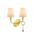 Paola Wall Lamp 2 Light E14 Gold Painted With Cream Shades & Amber Glass Droplets-1